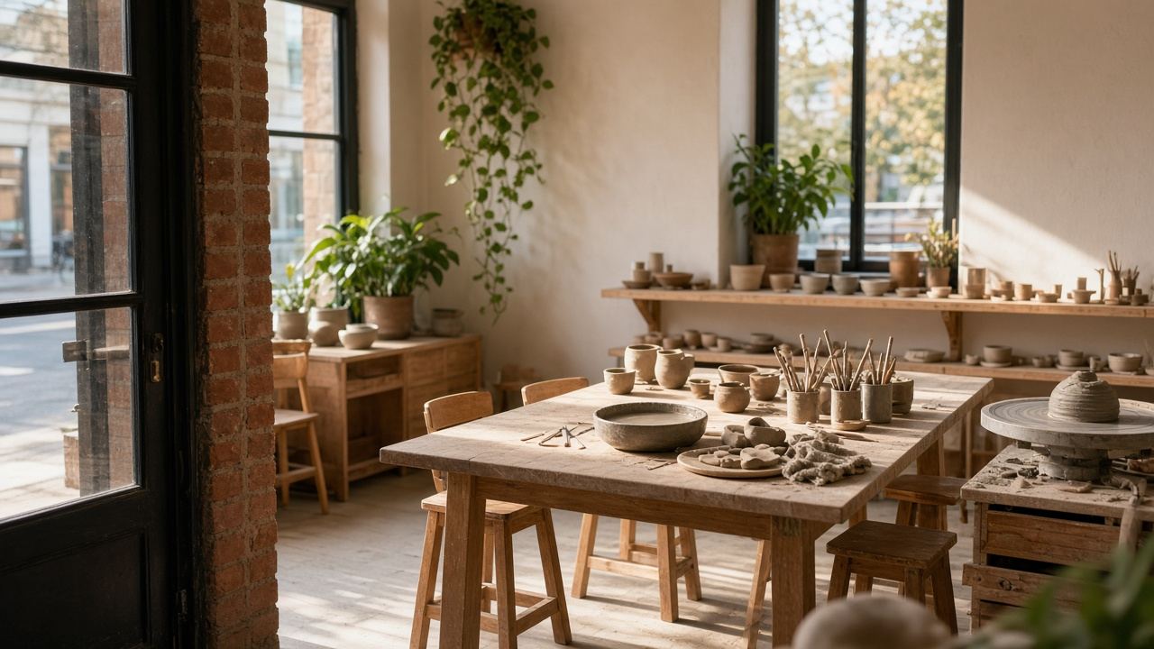 Clay modeling / handbuilding workshops workspace at Studio Bright Stream